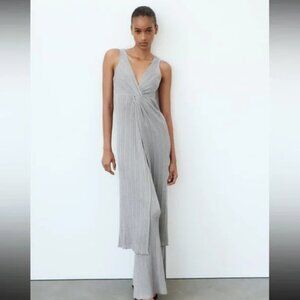 Zara METALLIC THREAD LONG KNOTTED KNIT TOP/dress - size S